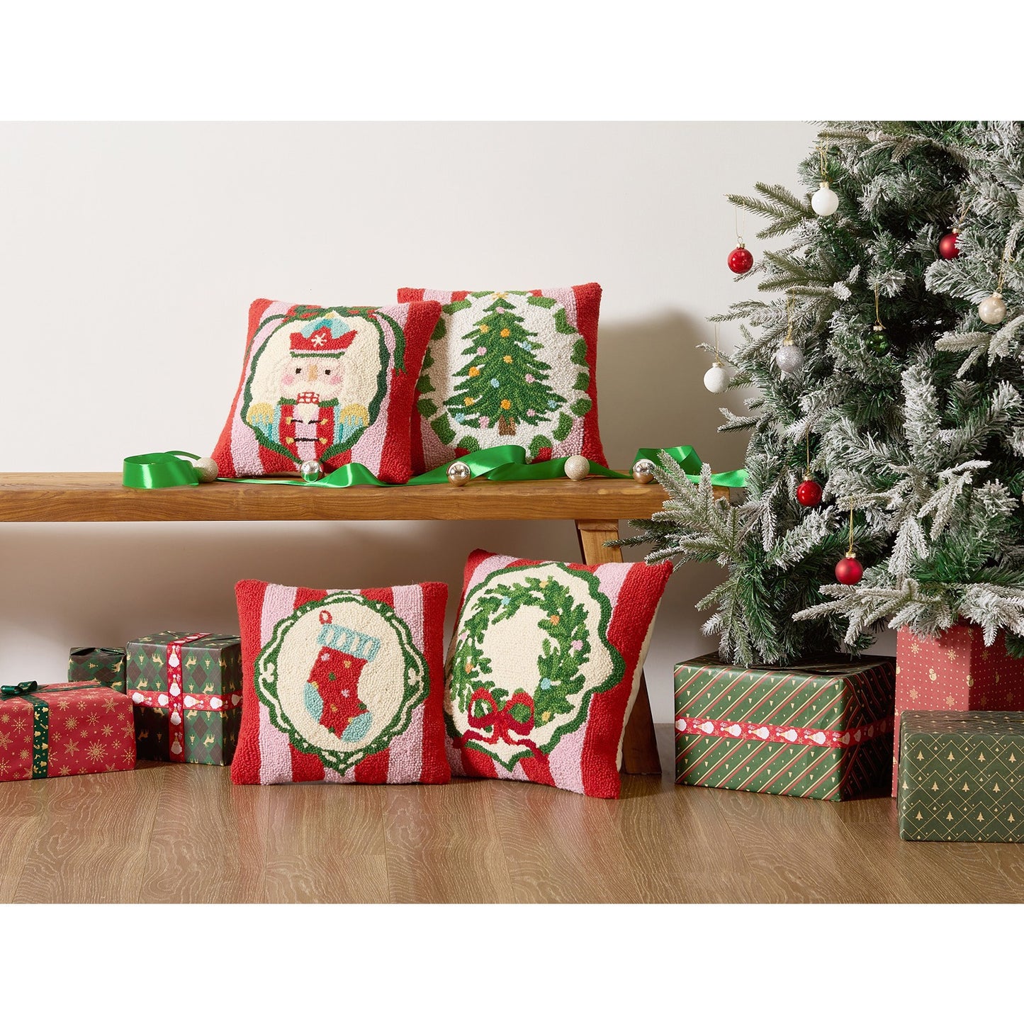 Holiday Frames Stocking Hook Pillow Poly Filled