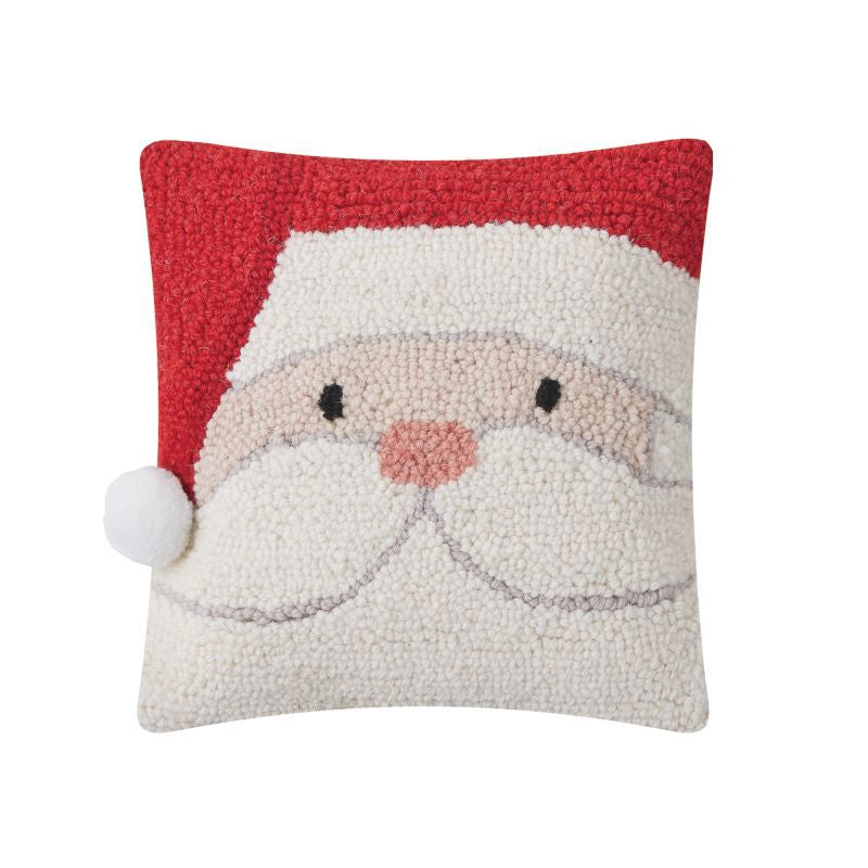 Holiday Santa W/Pom Hook Pillow Poly Filled