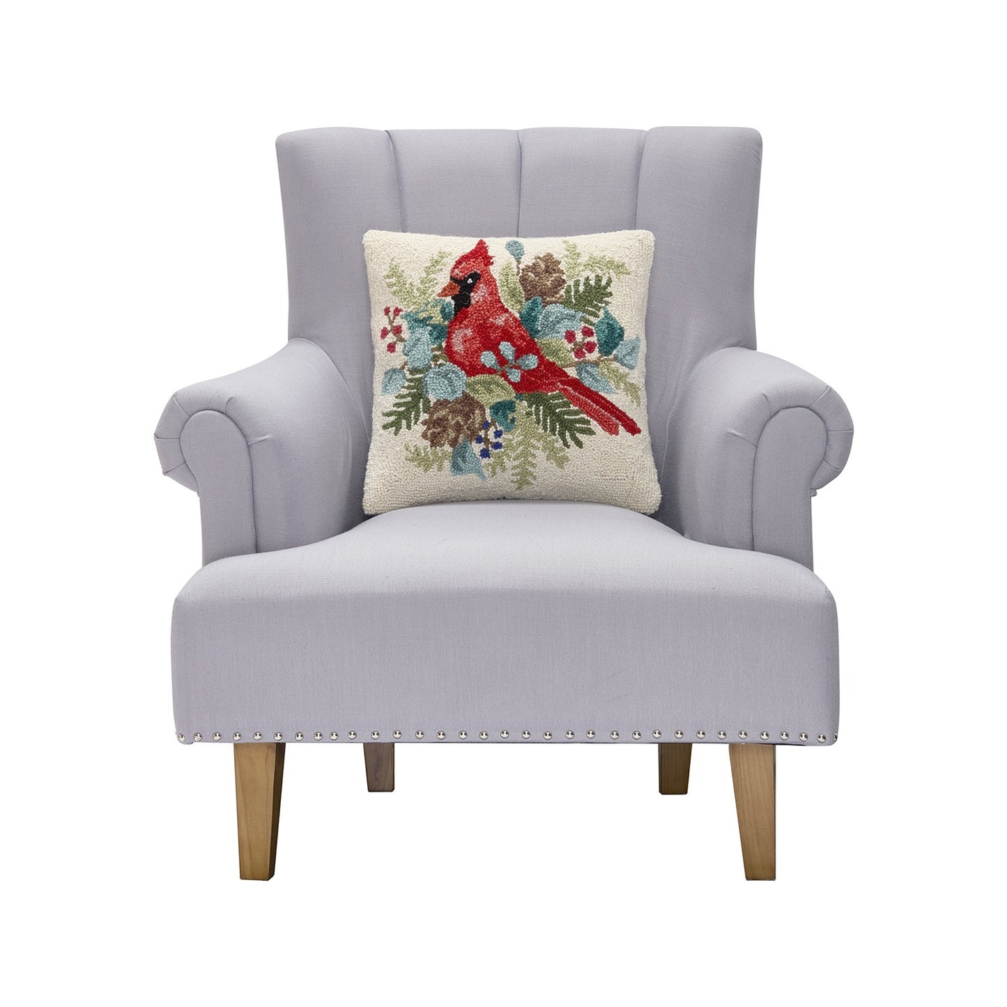 Holiday Cardinal Hook Pillow Poly Filled