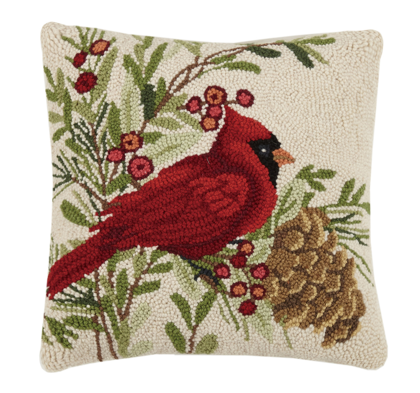 Winter Cardinal Hook Pillow Poly Filled