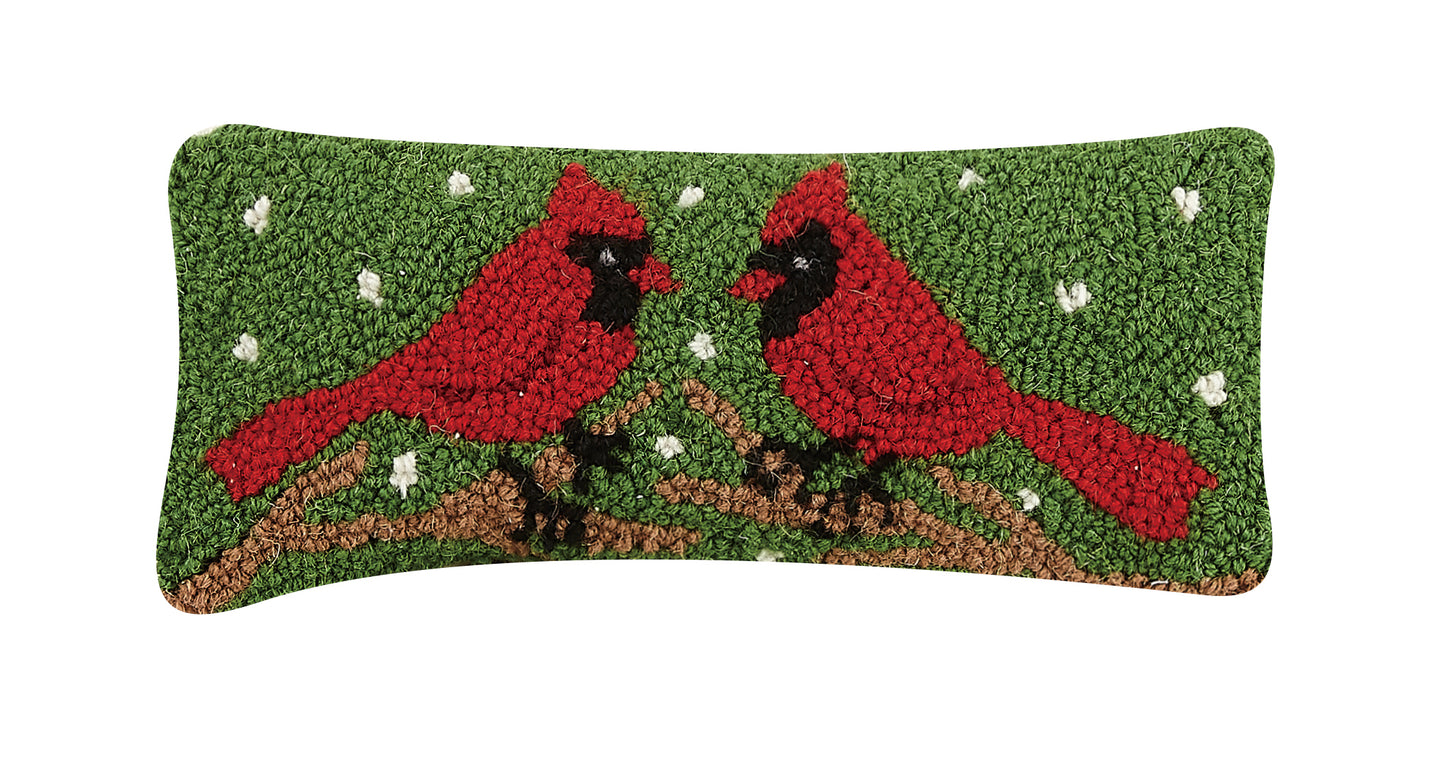 Two Cardinals Hook Pillow Blown-In Filled