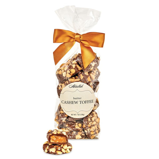 7 oz Holiday Cashew Butter Toffee, bag w/bow/4 ct