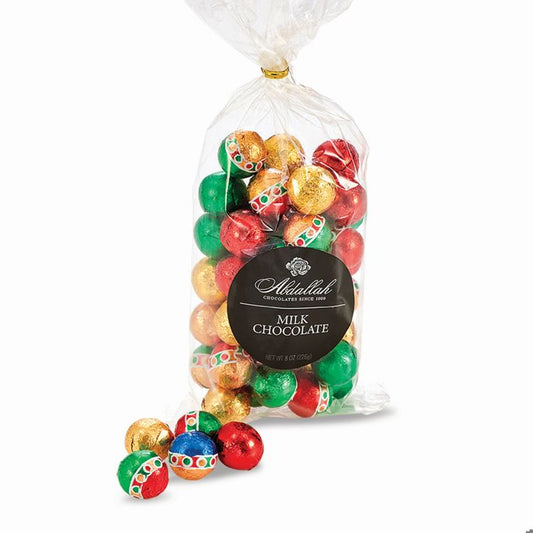 8 oz Milk Chocolate Christmas Balls (foiled), bag/4 ct