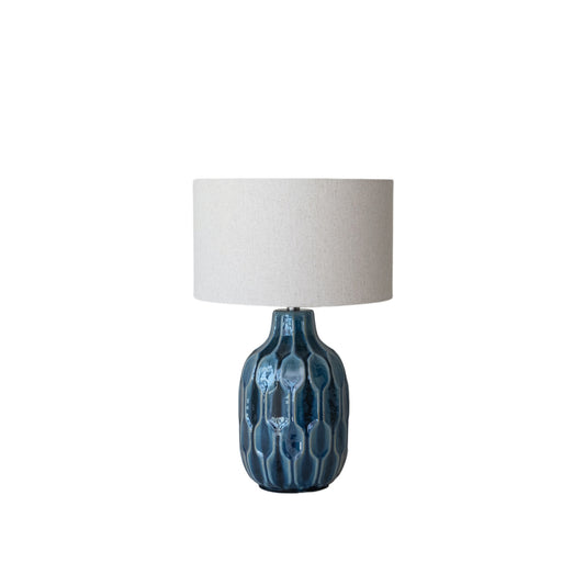 Ceramic Table Lamp & Linen Shade & Inline Switch (Each One Will Vary)