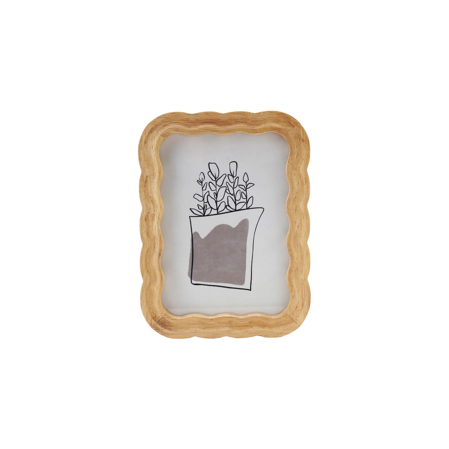 Rubberwood Scalloped Photo Frame (5" x 7" Photo) (Hangs or Sits)