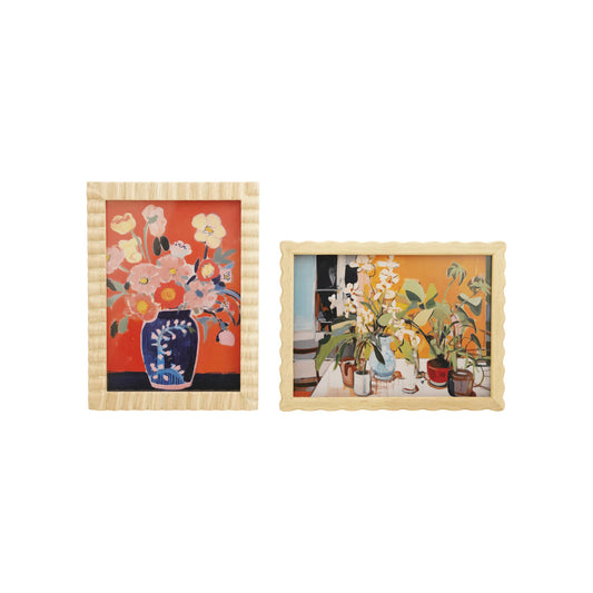 Scalloped/Ribbed Photo Frame, 2 Styles (Holds 5" x 7" Photo) (Hangs or Sits)