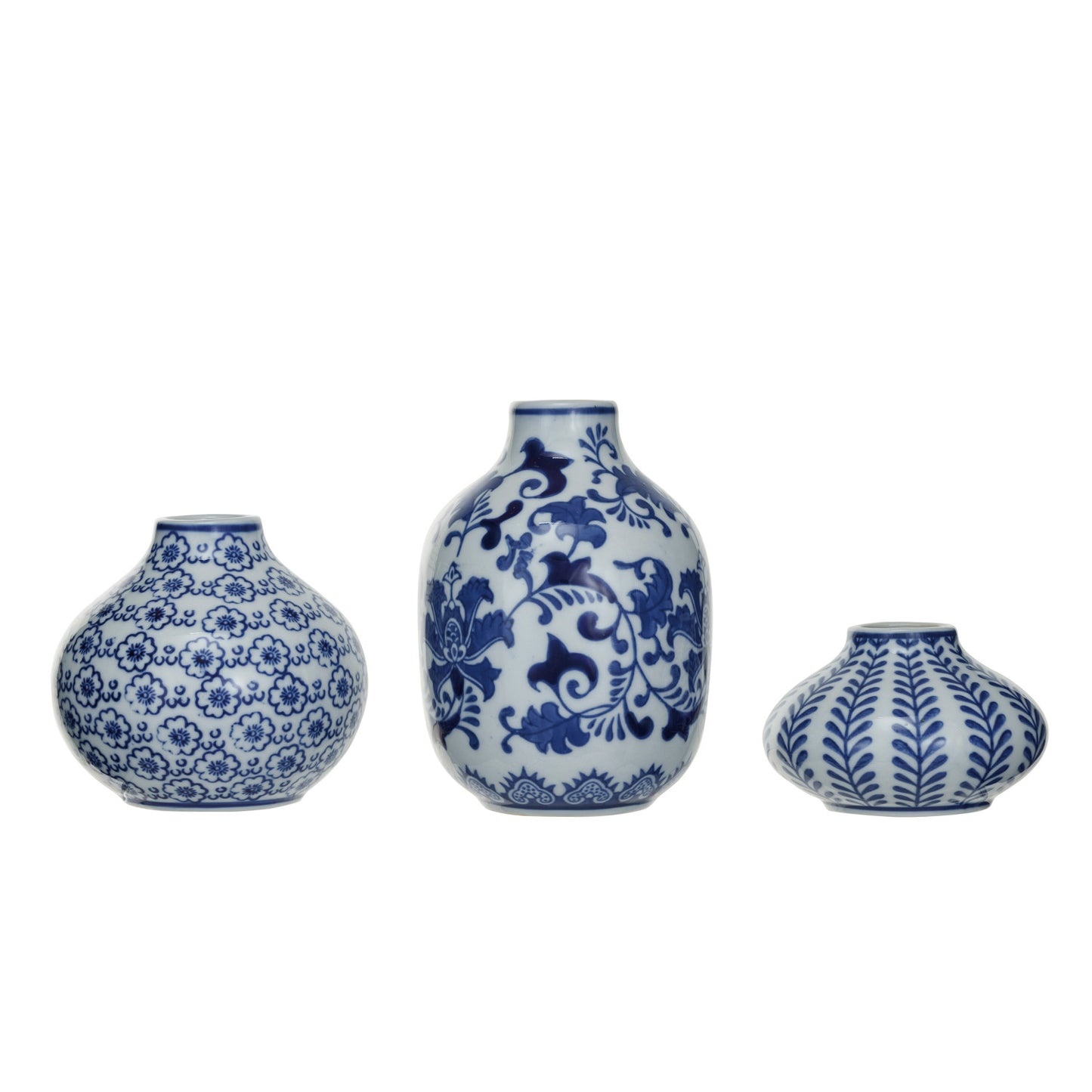 med blue & white vase