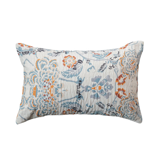 14"L x 9"H Cotton Voile Printed Lumbar Pillow (Each One Will Vary)