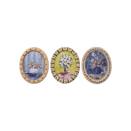 Stoneware Plate Wall Décor, 3 Styles (Hangs or Sits)