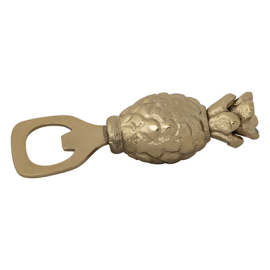 Cast Aluminum & Stainless Steel Pineapple Shaped Bottle Opener, Gold Finish