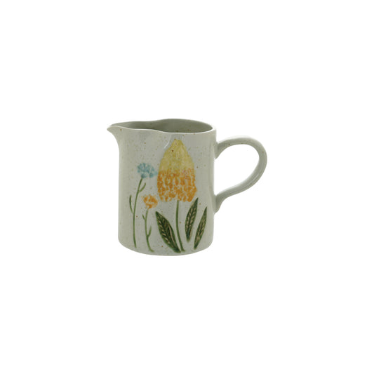 10 oz. Hand-Painted Stoneware Creamer with Flowers (Each One Will Vary)