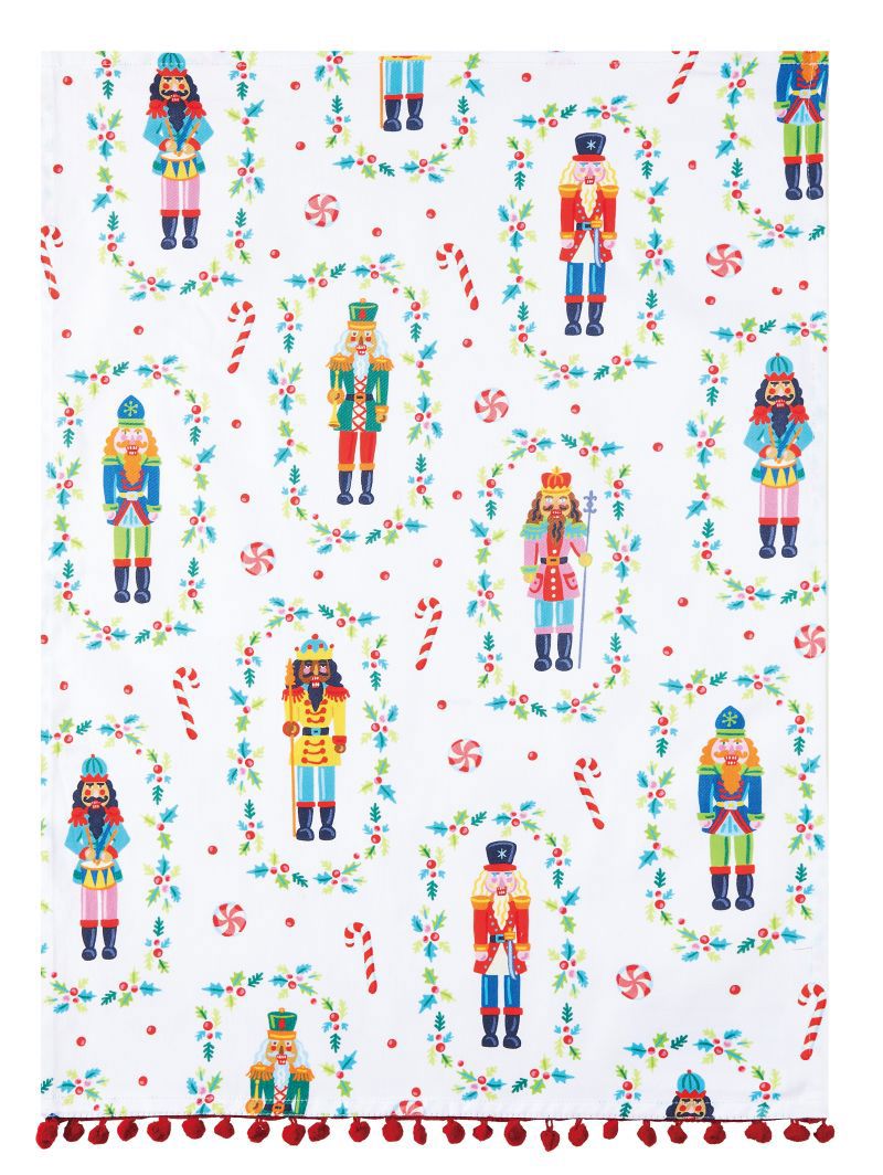 Nutcrackers W/Pom Pom Kitchen Towel