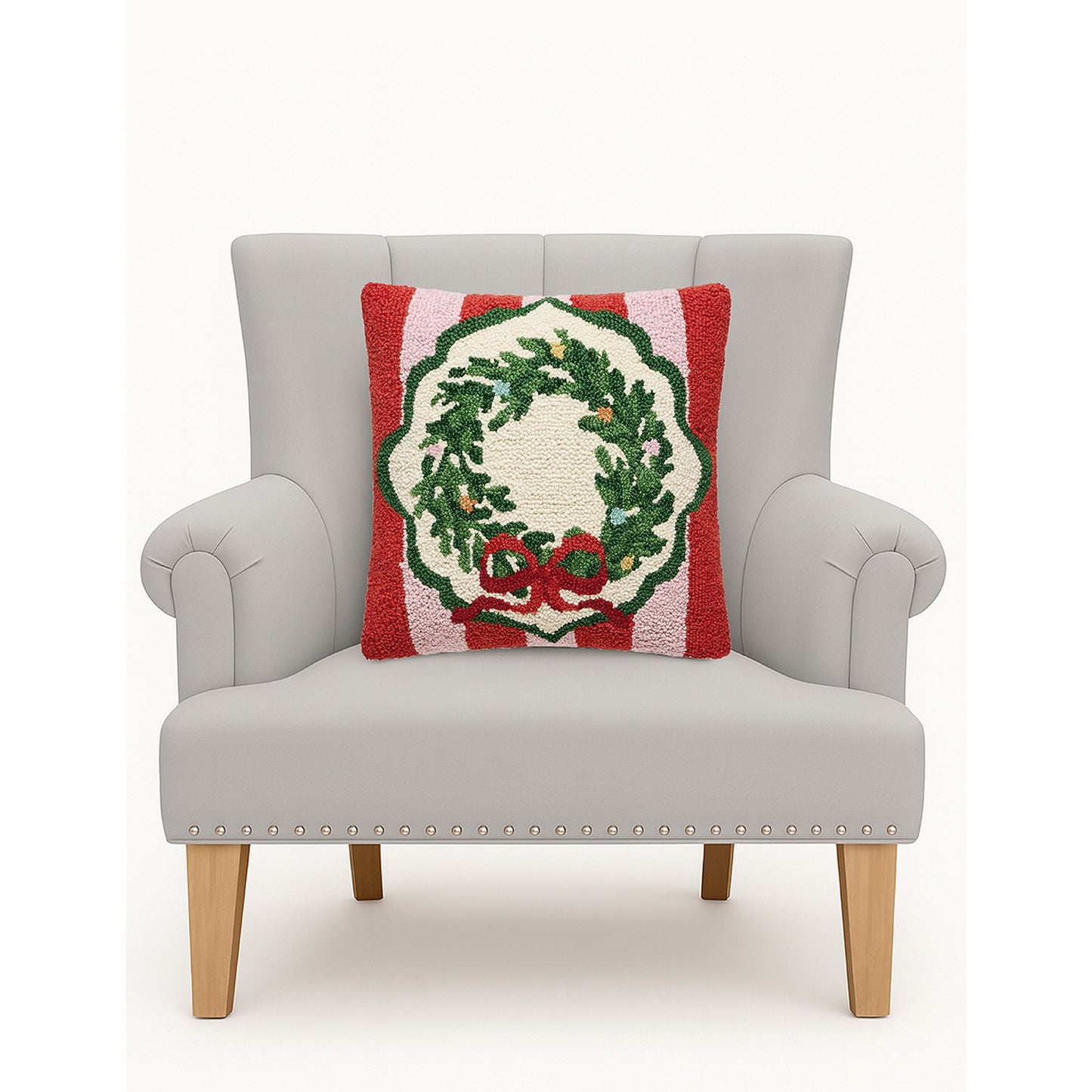 Holiday Frames Wreath Hook Pillow Poly Filled