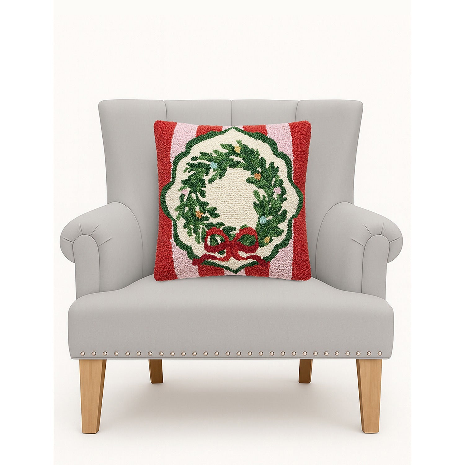 Holiday Frames Wreath Hook Pillow Poly Filled
