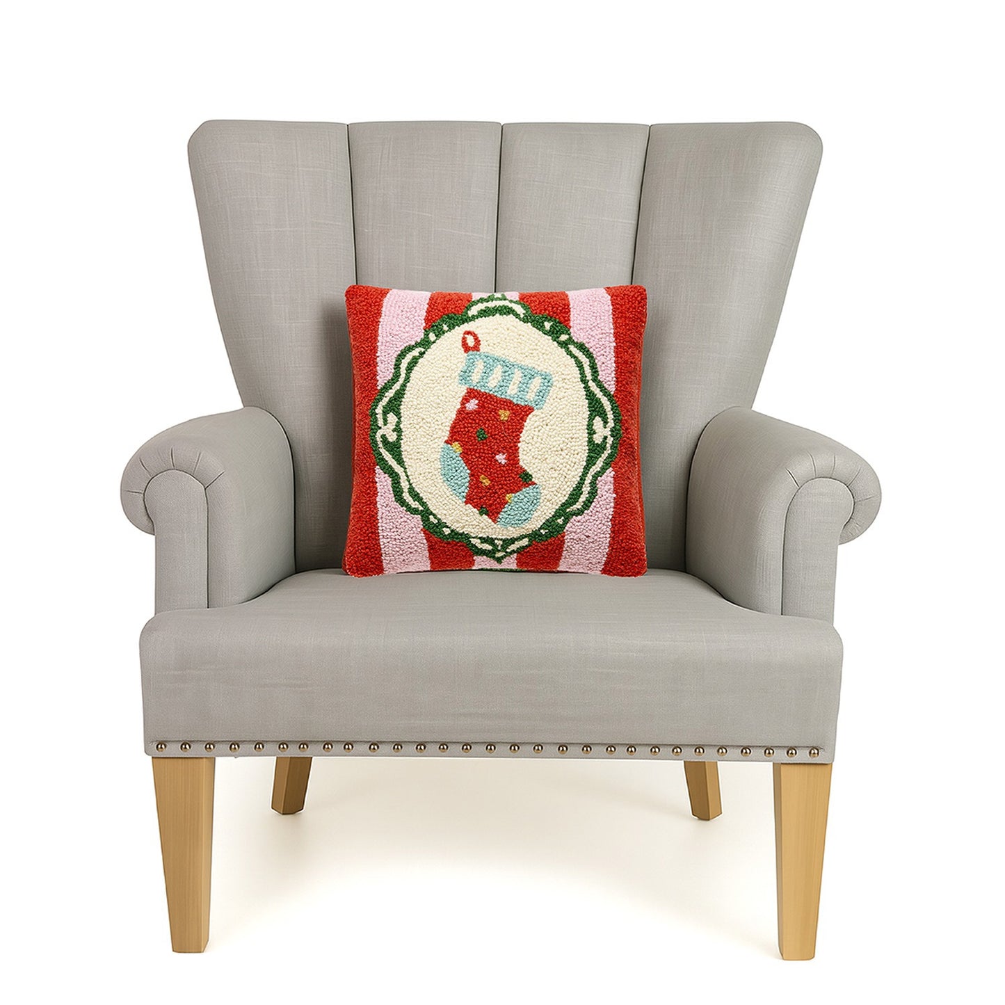 Holiday Frames Stocking Hook Pillow Poly Filled