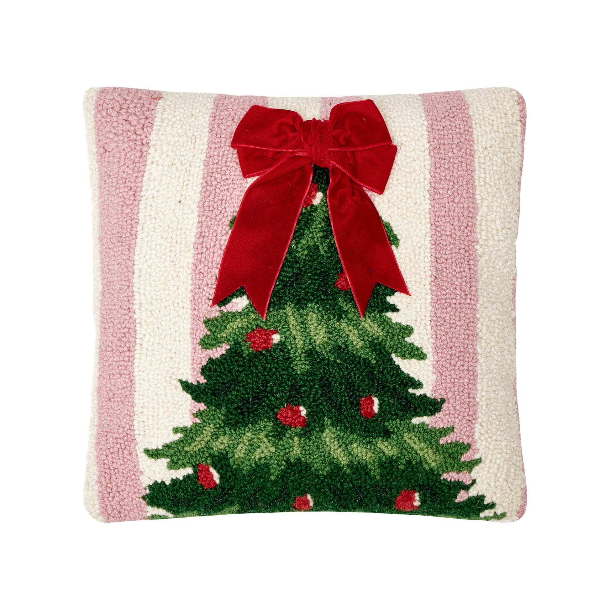 Pink Stripe Tree W/Ribbon Hook Pillow Poly Filled