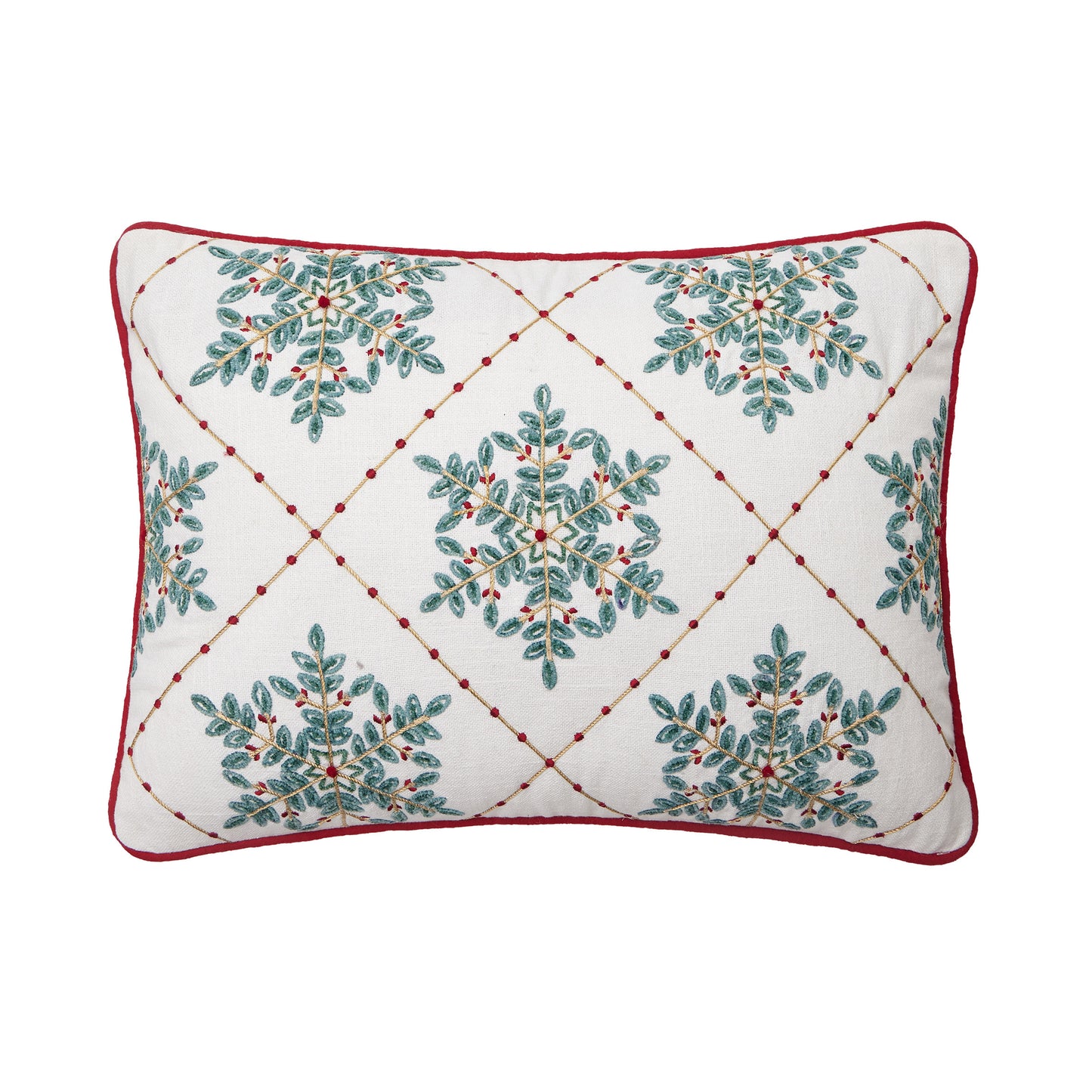 Festive Greenery Snowflakes Embro Pillow Poly Fill