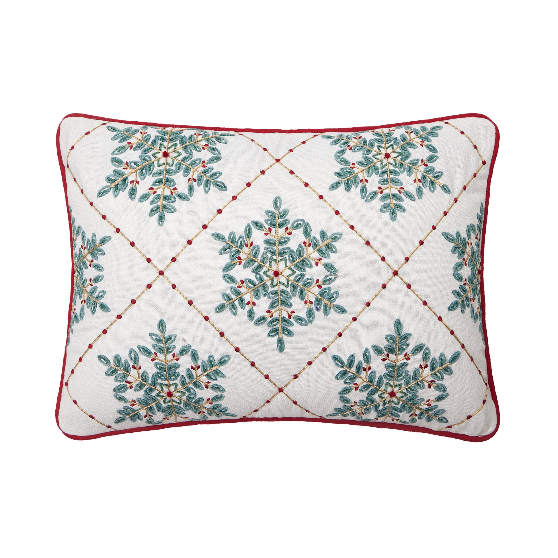Festive Greenery Snowflakes Embro Pillow Poly Fill