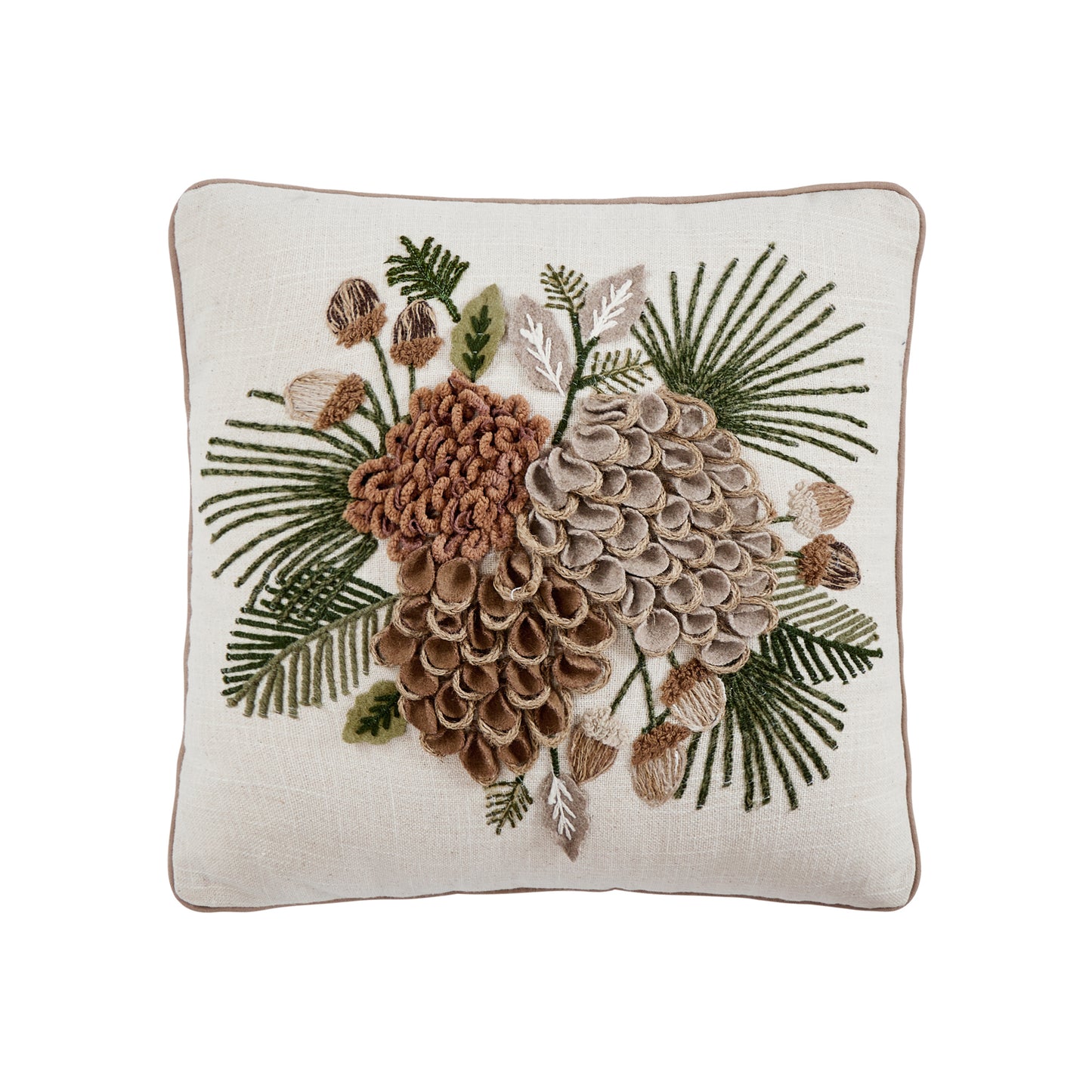Pine Cluster Embroidered Pillow Poly Filled
