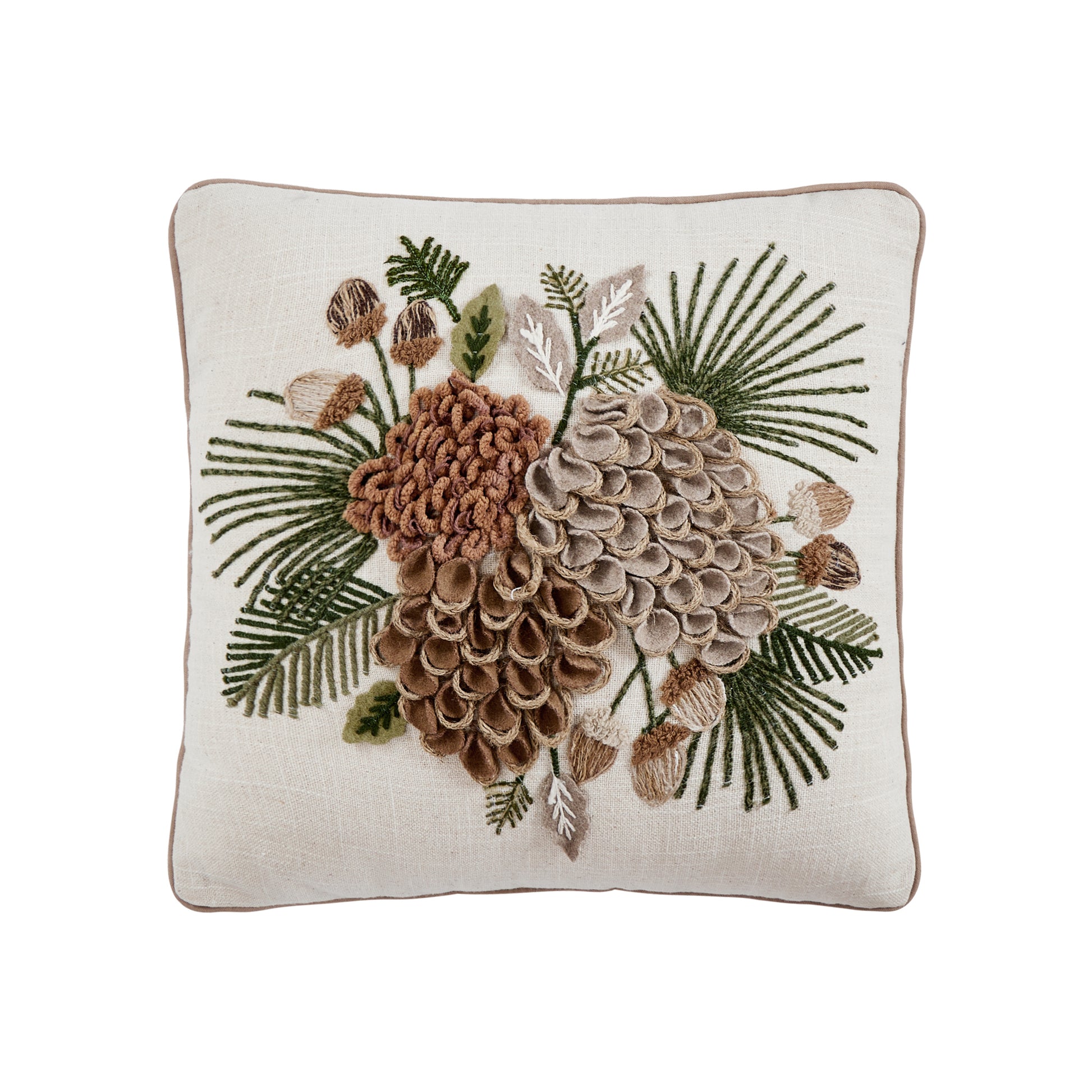 Pine Cluster Embroidered Pillow Poly Filled