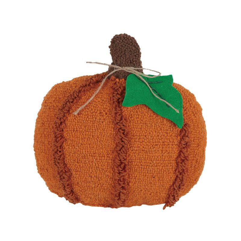 Pumpkin W/Leaf Applique Hook Pillow Blown In Fille