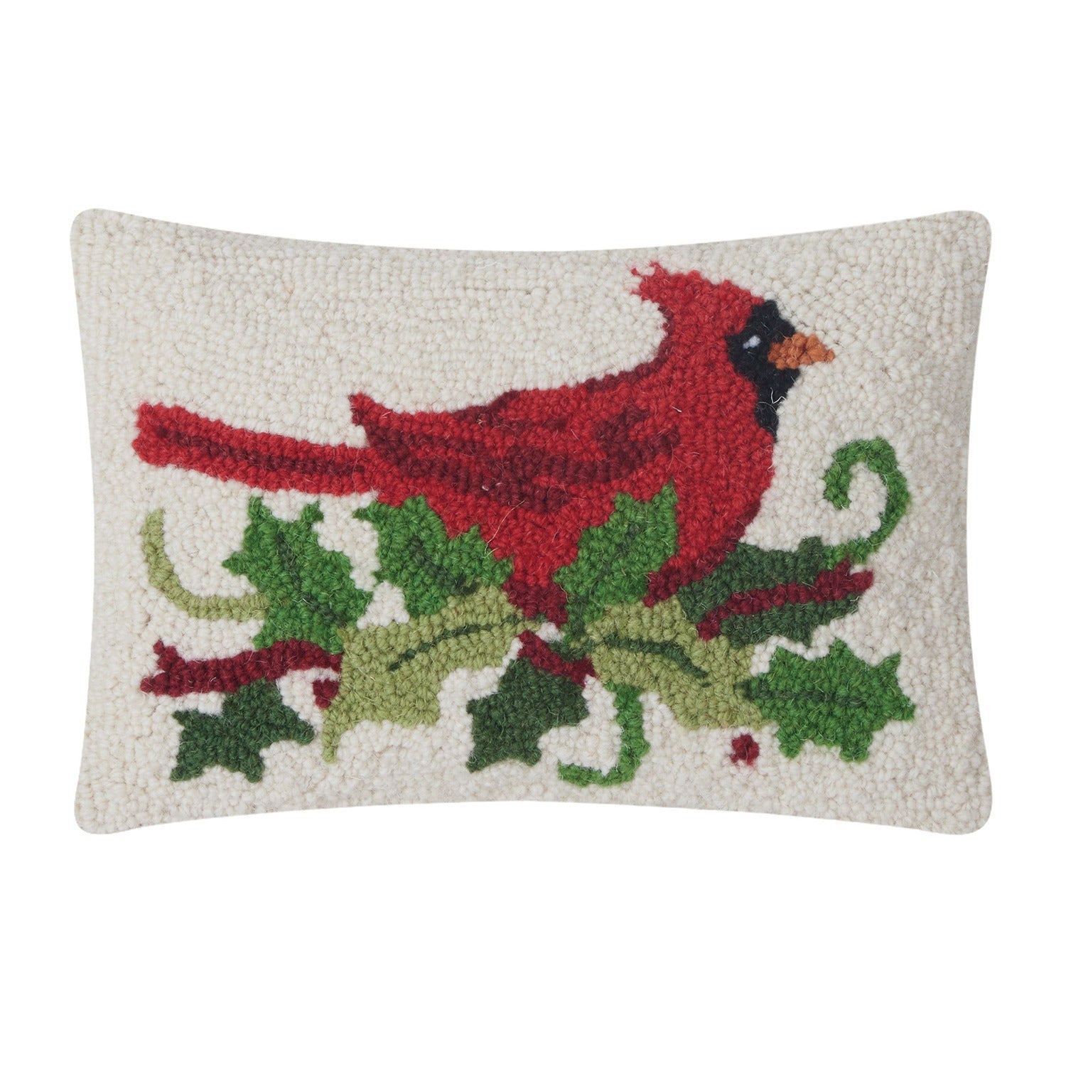 Holly Cardinal Hook Pillow Poly Filled