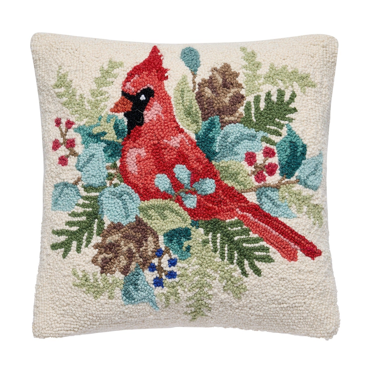 Holiday Cardinal Hook Pillow Poly Filled
