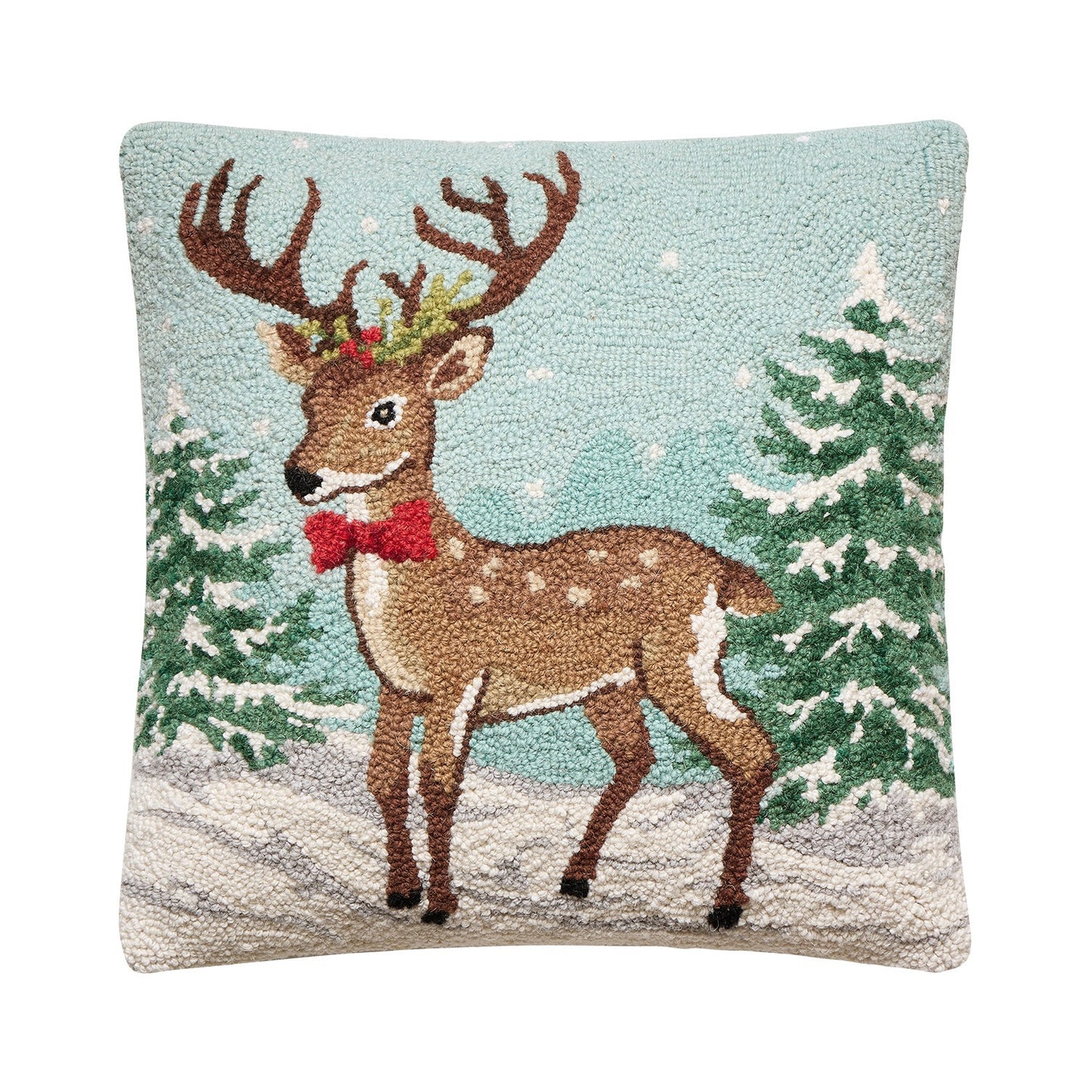 Snowing Reindeer Hook Pillow Poly Filled