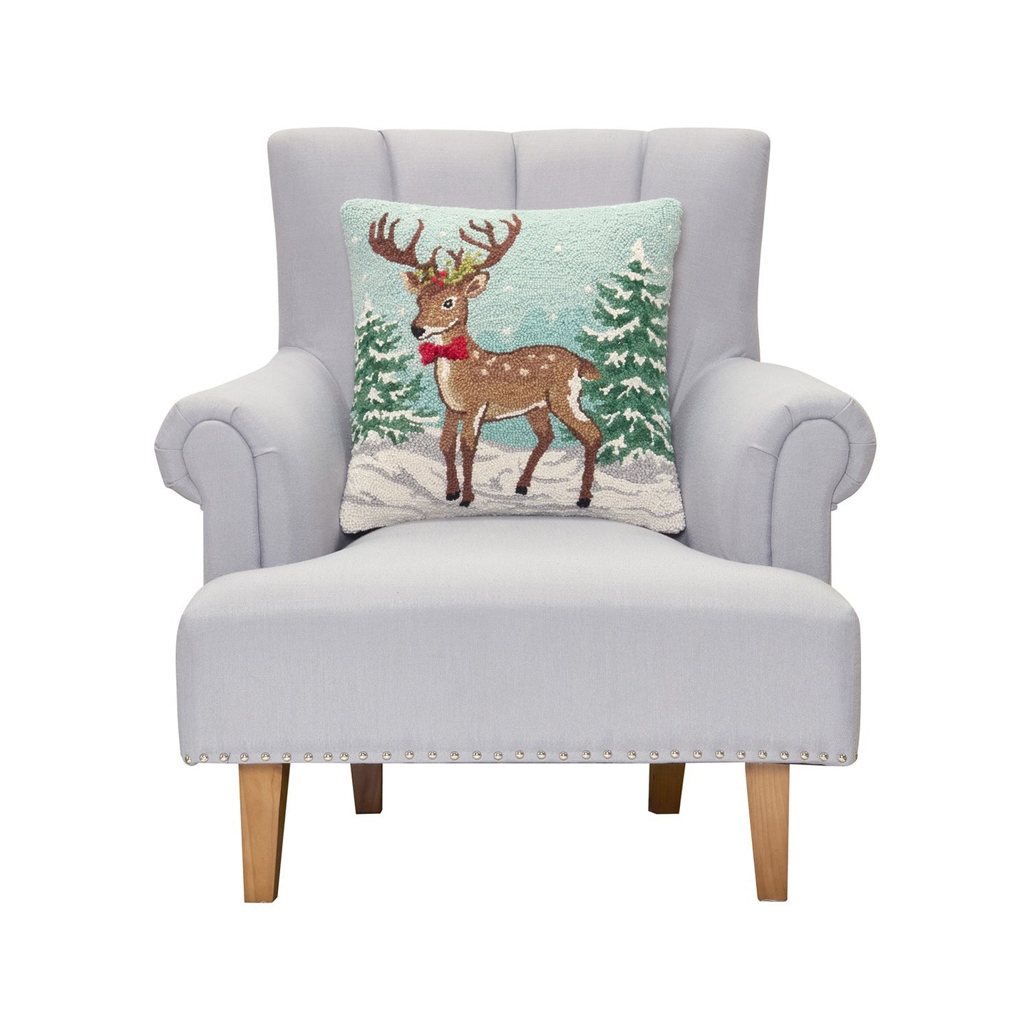 Snowing Reindeer Hook Pillow Poly Filled