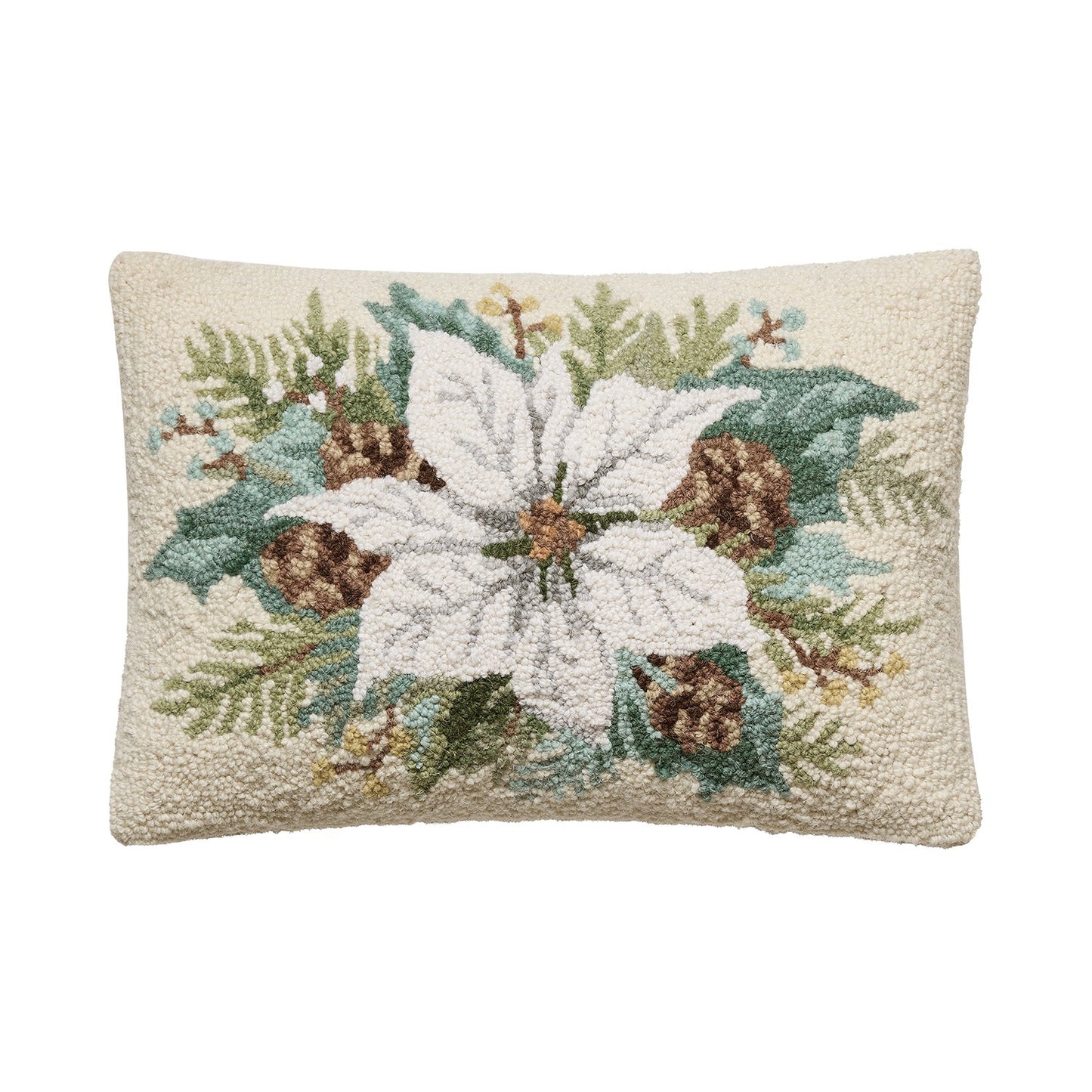 Poinsettia Hook Pillow Poly Filled