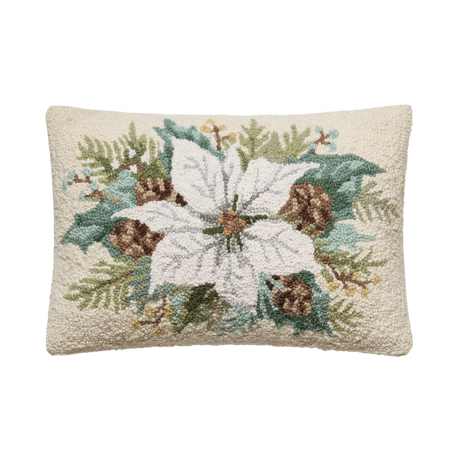 Poinsettia Hook Pillow Poly Filled
