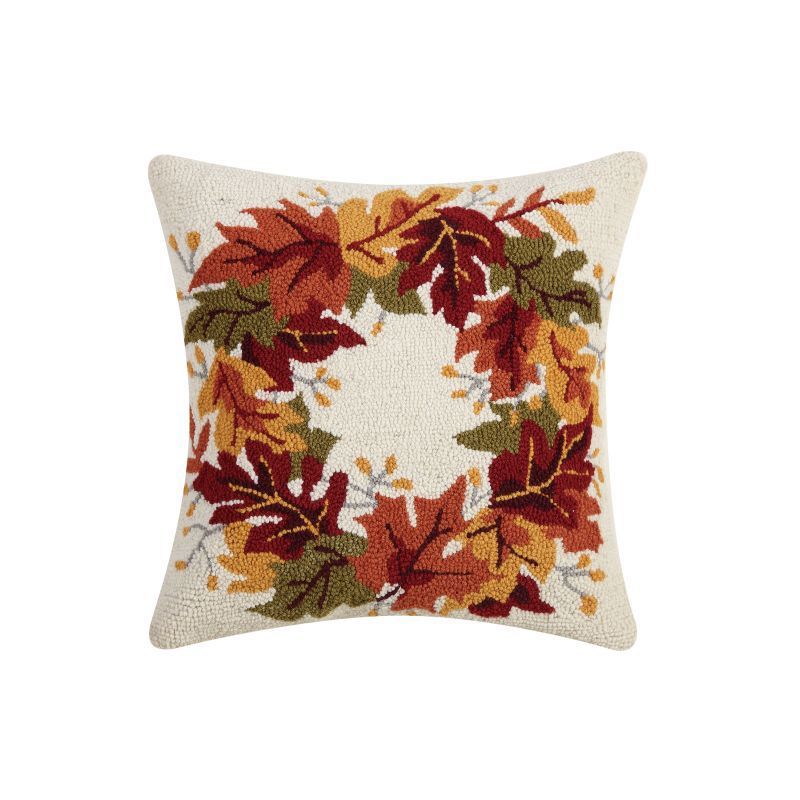 Fall Wreath Hook Pillow Poly Filled