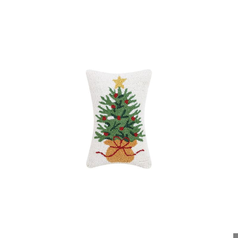 Wrapped Christmas Tree Hook Pillow Poly Filled