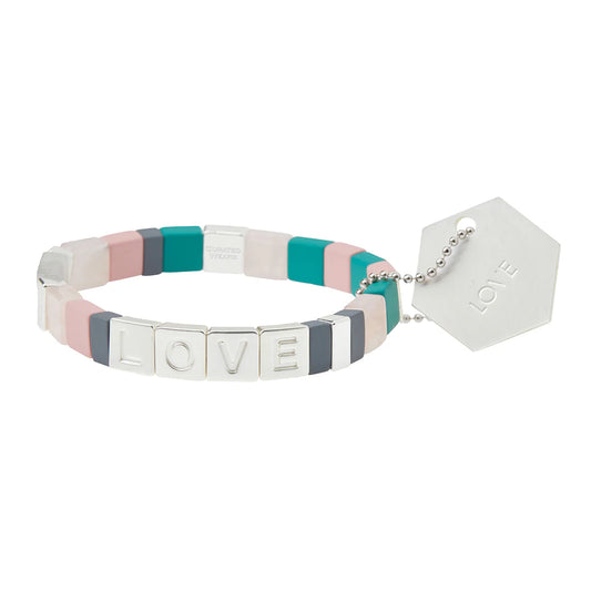 silver rose quartz empower bracelet