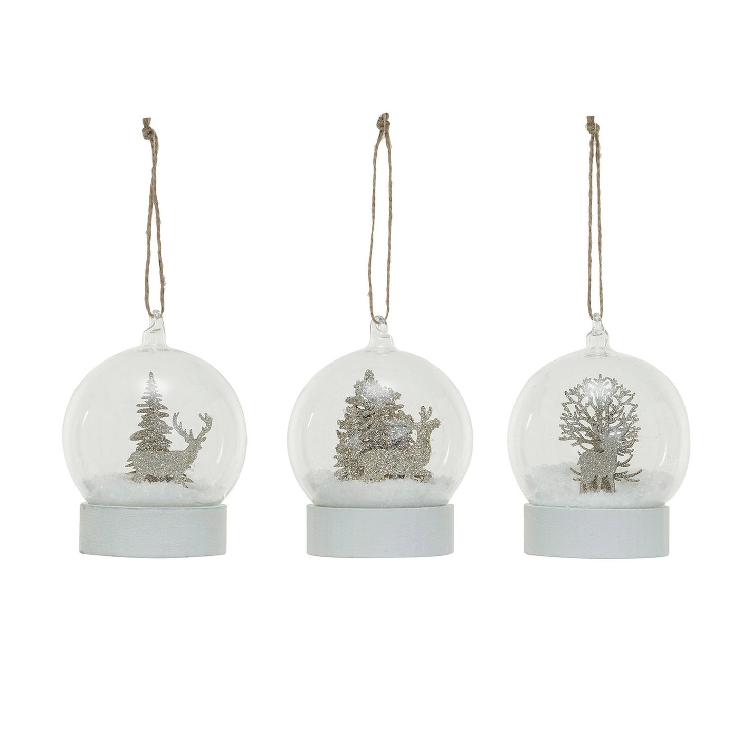 Glass Snow Globe Ornament w/ Faux Snow & Gold Glitter, 3 Styles