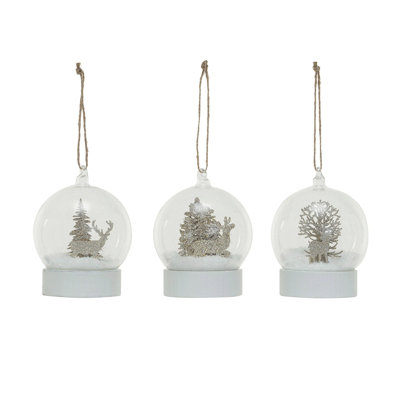 Glass Snow Globe Ornament w/ Faux Snow & Gold Glitter, 3 Styles