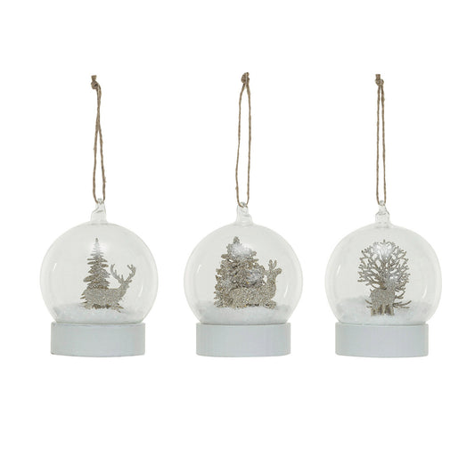 Glass Snow Globe Ornament w/ Faux Snow & Gold Glitter, 3 Styles
