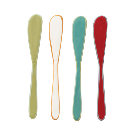 Enameled Stainless Steel Knives w/ Colored Edge, 4 Colors, Set of 4