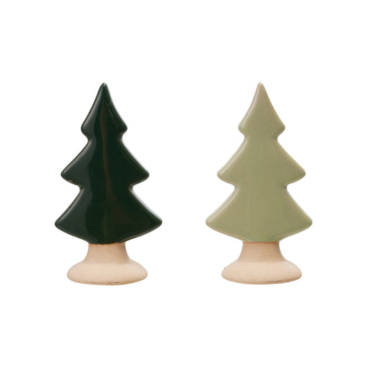 2"L x 3-1/2"H Stoneware Tree with Unglazed Base, 2 Colors