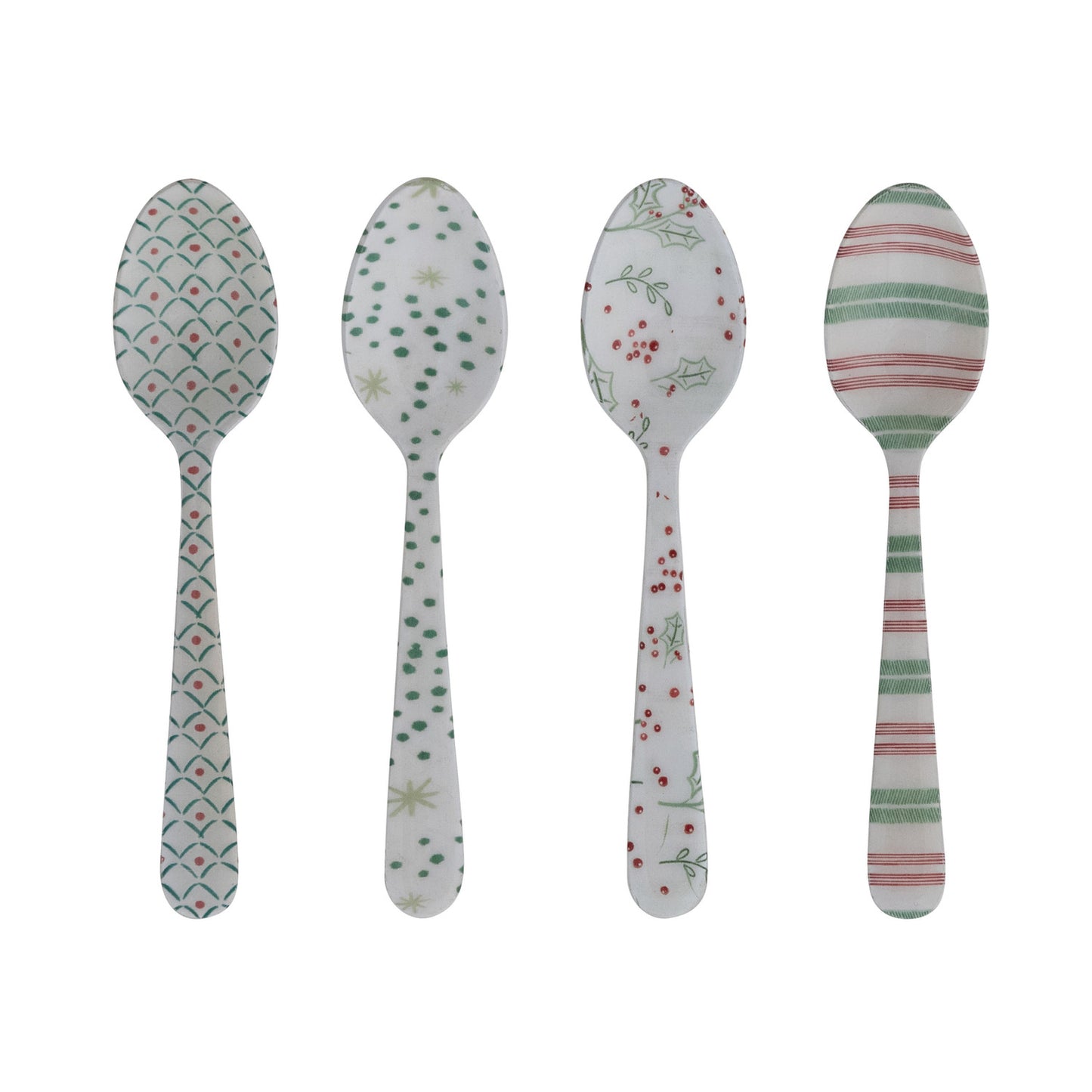 Enameled Stainless Steel Spoon with Holiday Pattern, 4 Styles ©
