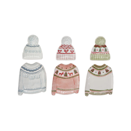 Sweater Shaped Plate with Hat Shaped Dish, Set of 2, 3 Styles ©