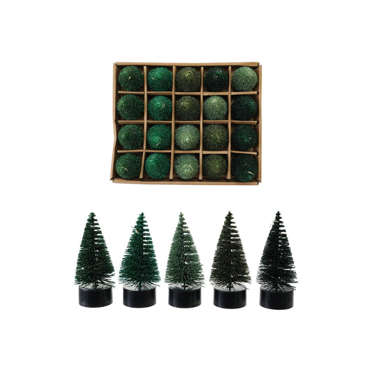 Plastic Bottle Brush Tree with LED Lights,  5 Styles (Battery Included)